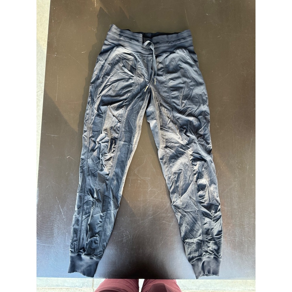 Lululemon Dance Studio Jogger Pants Black Pinstripe Ribbed Cuffs Waistband
